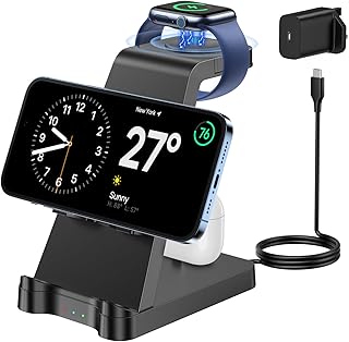 3 in 1 Charging Station for Apple Products - Wireless Charging Station for Multiple Devices, Phone and Watch Charger Dock with Stand for iPhone 14/13/ 12/11 Pro Max/XR/ 8 Plus and Airpods iWatch