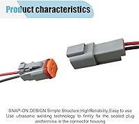 Vista 3 de Conector eléctrico impermeable de 2 pines Deutsch para automóvil con cable de 17 AWG, arnés de cableado de enchufe macho y hembra automotriz de 2