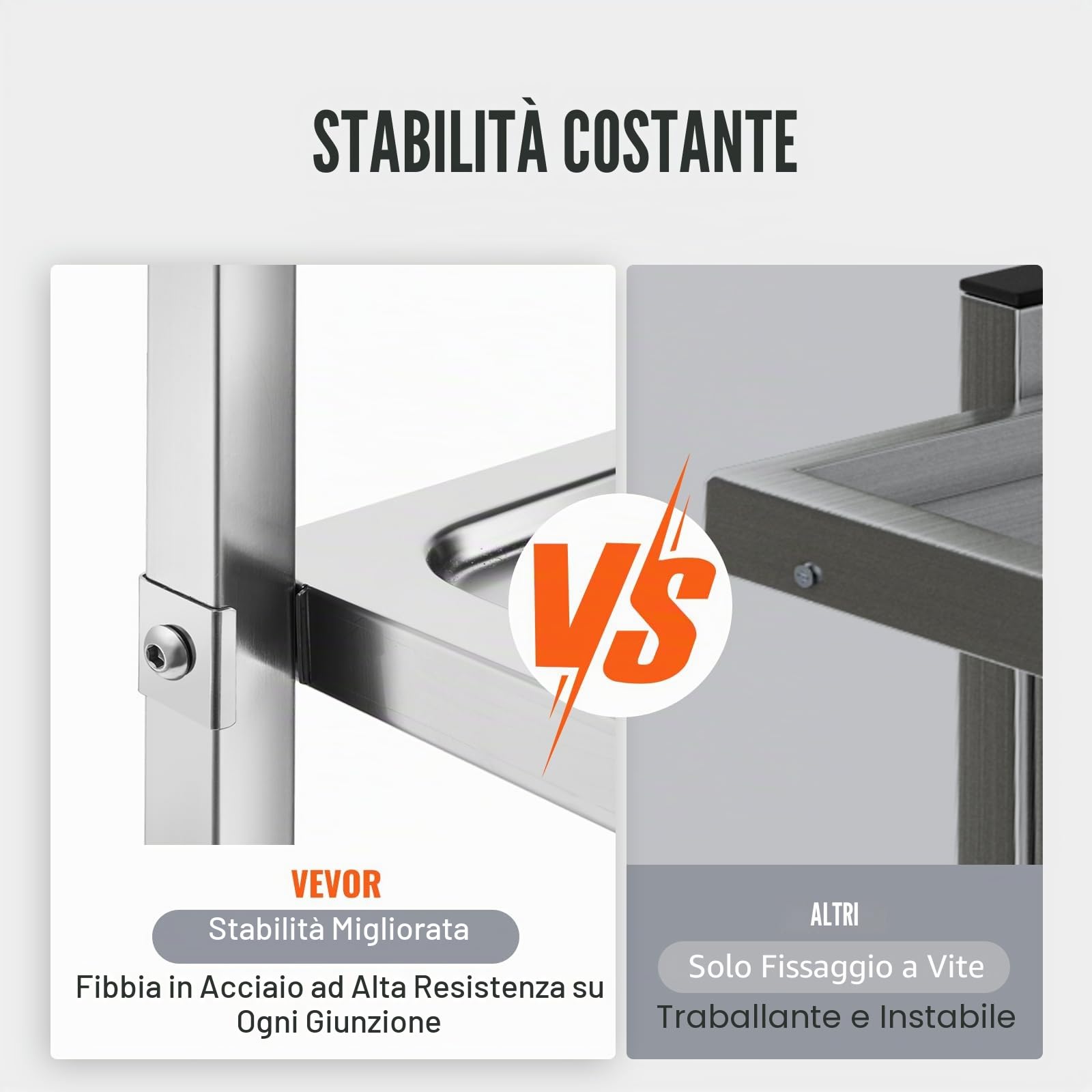 VEVOR Carrello da Laboratorio in Acciaio Inox 3 Ripiani 100 kg 740x396x860 mm