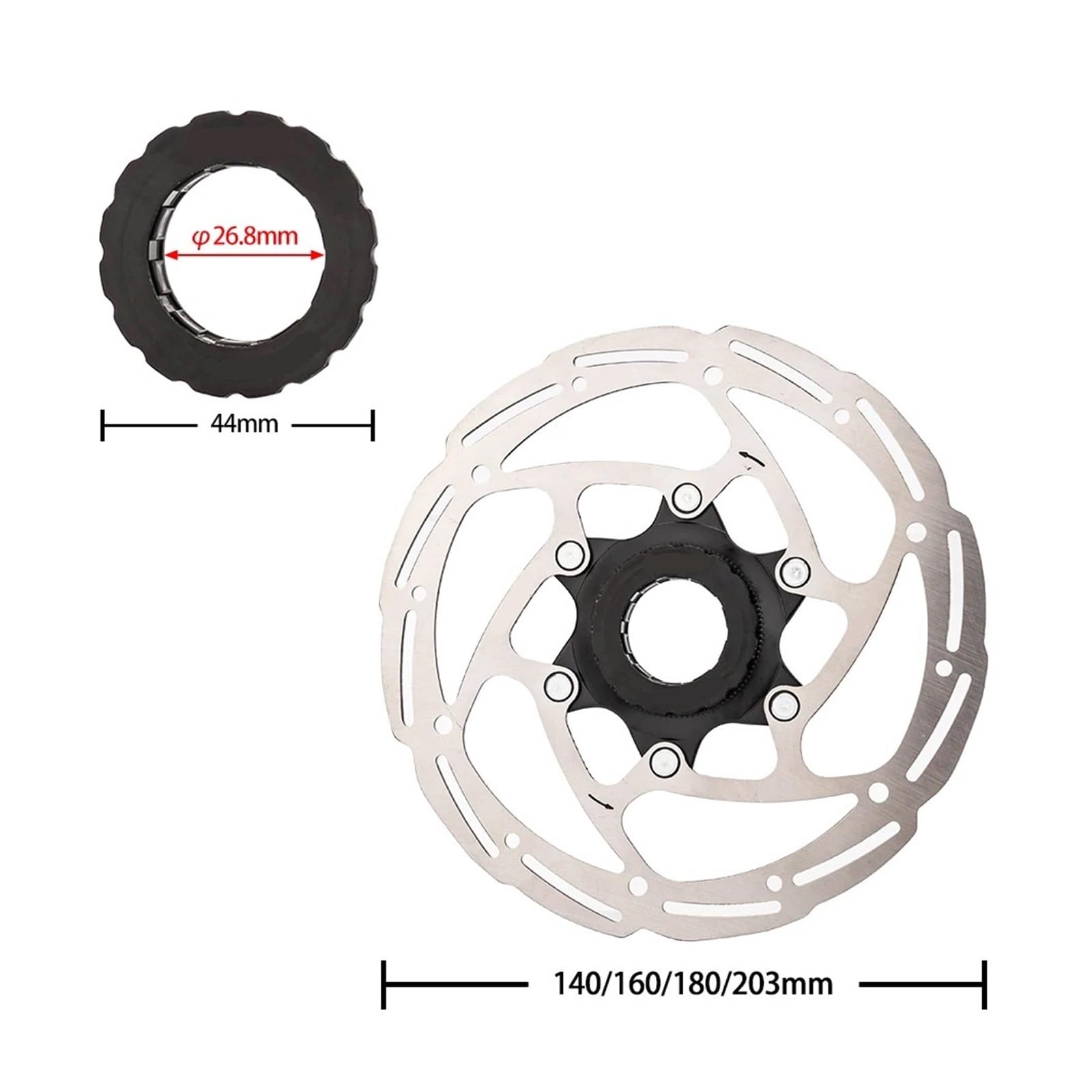 Rotori di bloccaggio del disco centrale freno della bicicletta in acciaio ad alta resistenza da 1,8 mm for bici