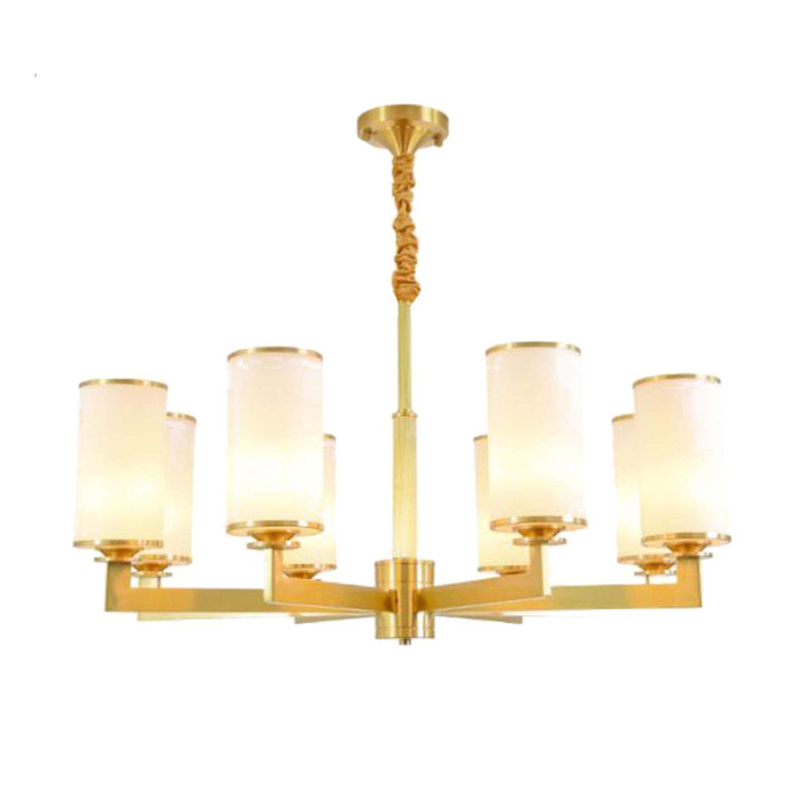 KXEcoLife E27 American Style Pure Copper Chandelier,Simple Atmosphere Creative Pastoral Classic Chandelier,Living Room Master Bedroom Dining All European Lamps-Copper 8t