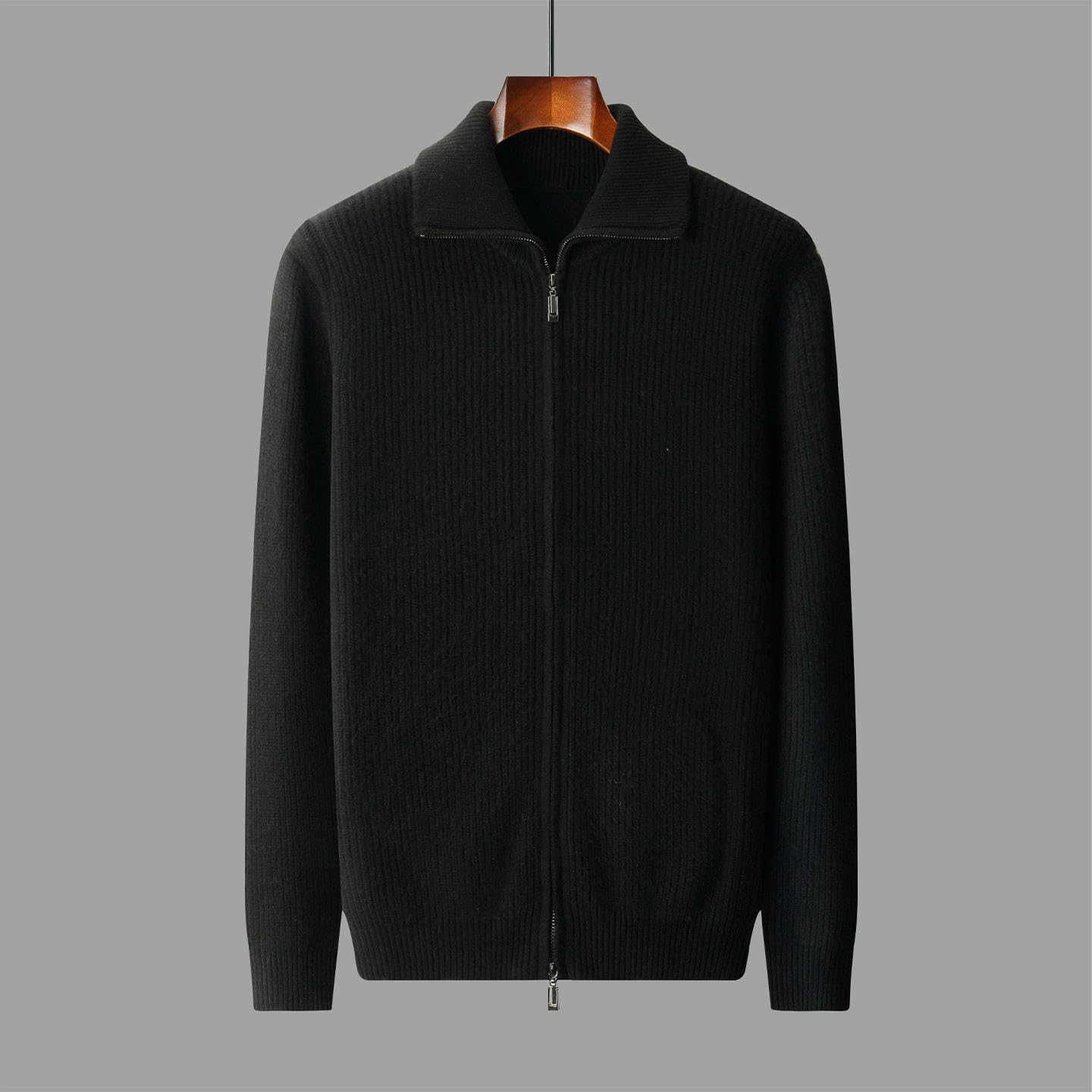 Cárdigan de punto de cachemira con cremallera para hombre de mediana edad para otoño e invierno
