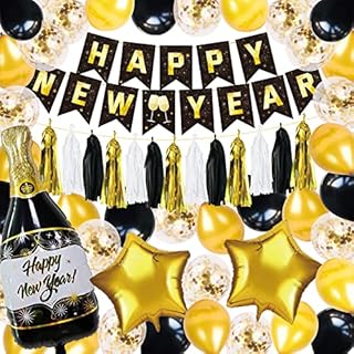 New Years Eve Decorations 2023 Party Decorations New Years Eve Decorations Happy New Year Banner New Year Decorations 2023 Balloons and Golden Confetti Happy New Year Decorations 2023 Party Supplies