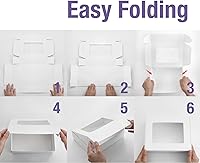 Vista 5 de 25 cajas blancas de panadería con ventana, cajas para pasteles de 9 x 7 x 2.5 pulgadas con ventana, cajas de golosinas para panadería pequeña