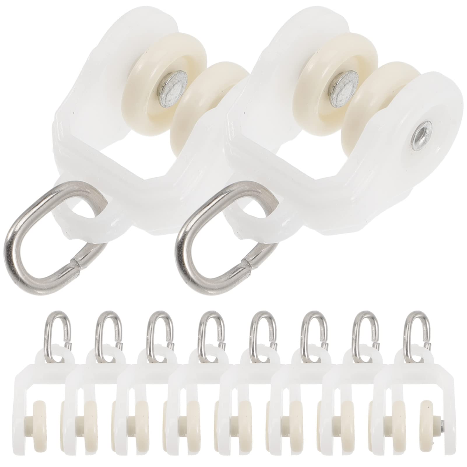 Homoyoyo 10pcs Curtain Track Rollers Runners Glider Rail Pulley Wheeled Carriers Fold Drapery Runners Hook Rollers