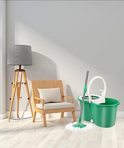 Miniatura 6 de Trapeador y cubo para el hogar manos libres con juego de escurridor, juego de cubo giratorio de 360 con 3 cabezales de repuesto de microfibra y