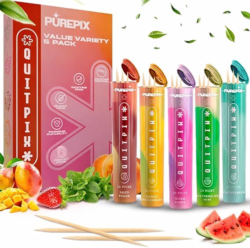 QuitPix para ayudar a dejar de fumar palillos de dientes con sabor extra grueso con NAC y L-teanina, que pueden ayudar a dejar de fumar - Fijación