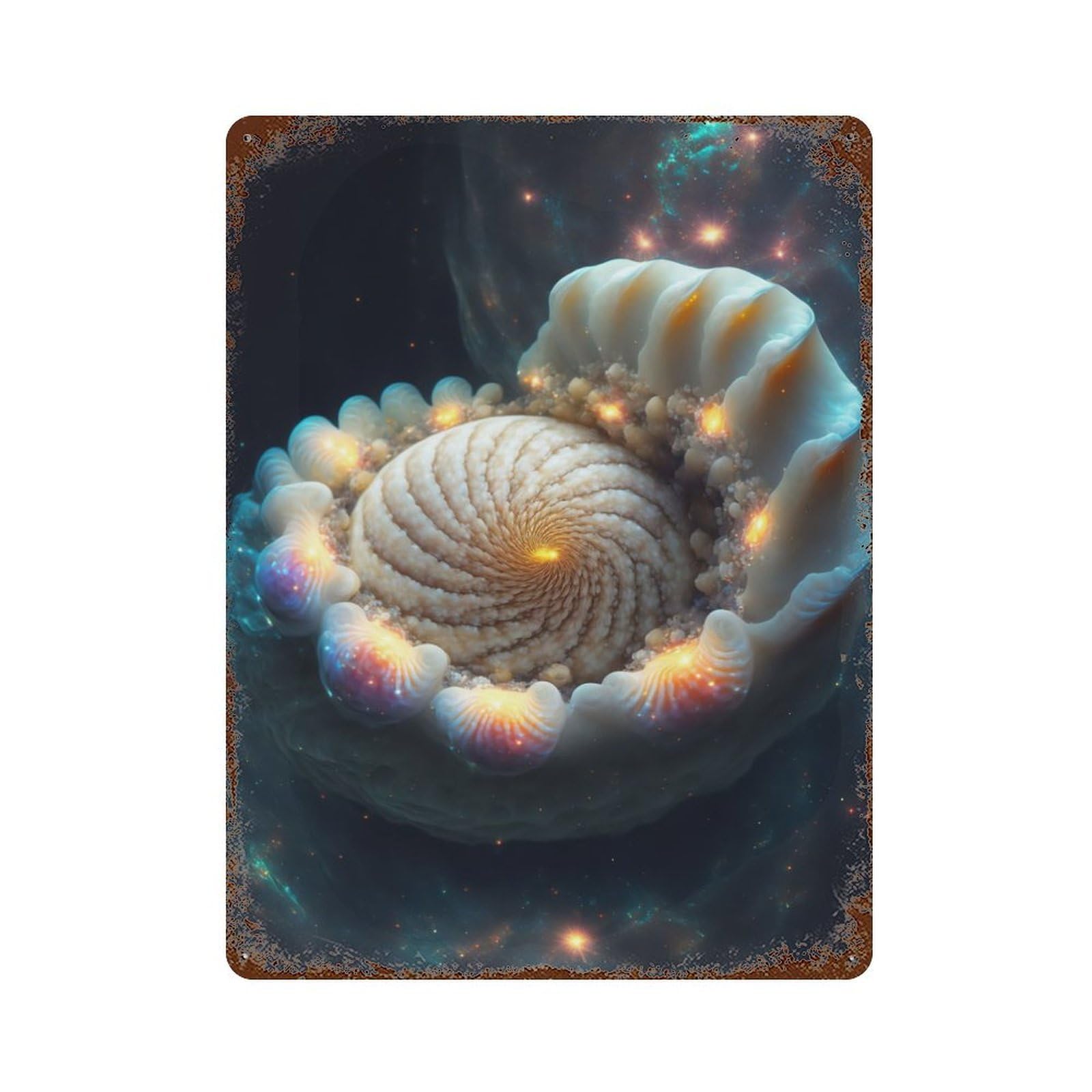 Nebula Nautilus Decorative Tin Sign 15.7"x11.8", for Farmhouse, Kitchen And Entryway Decor, Shabby Chic Decor