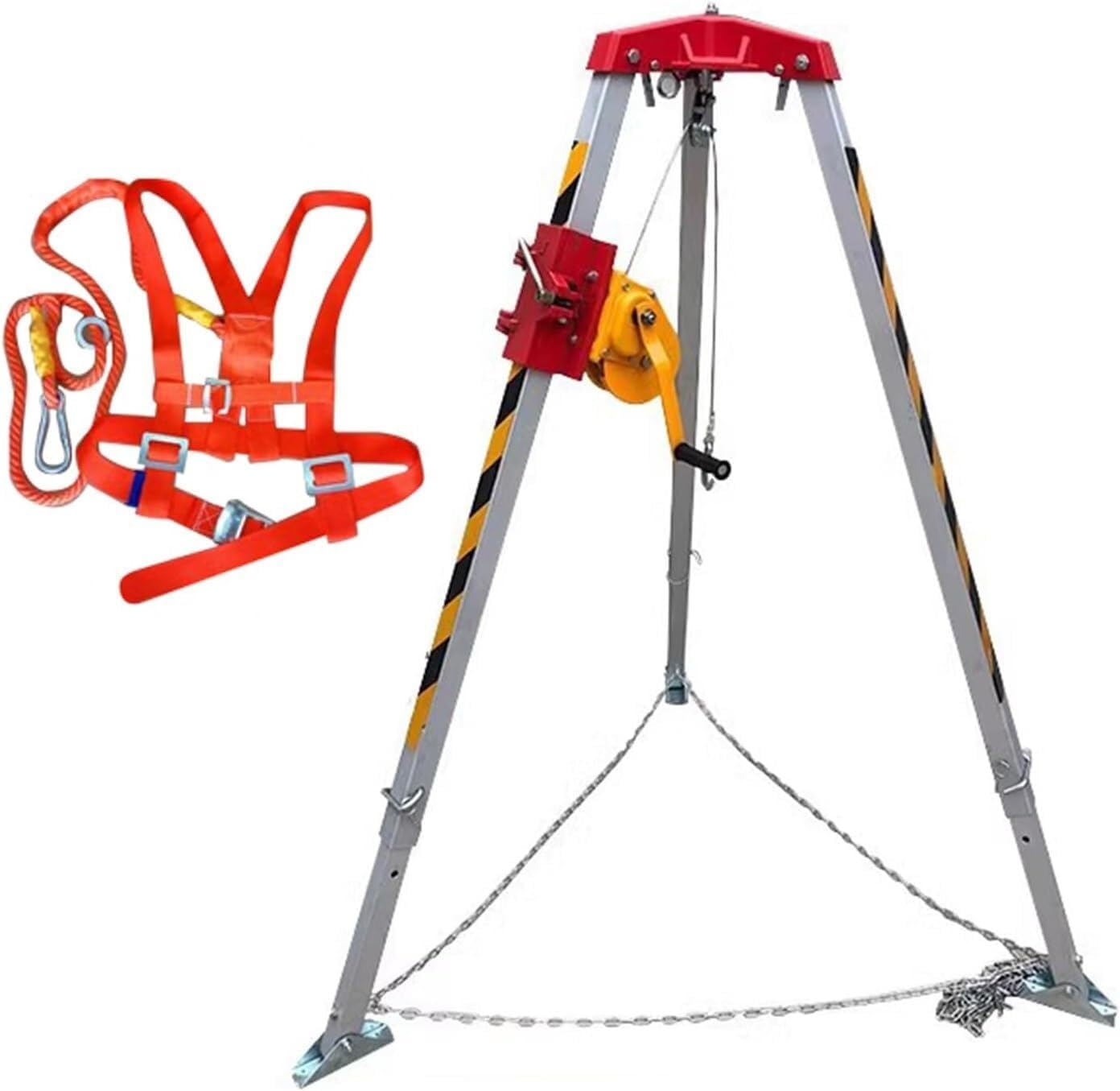 Rescue Tripod Tripod System with Safe Belt, 1200LBS Winch Confined Space Falling Protector Bracket for Sewers, Cellars Confined Space Tripod