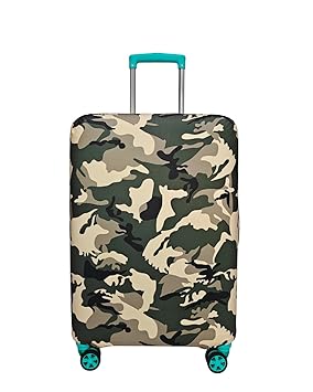 Printed Polyester Suitcase Cover Stretchable Luggage Protector Trolley Bag Cover Travel Accessory (Fougi Green-M)