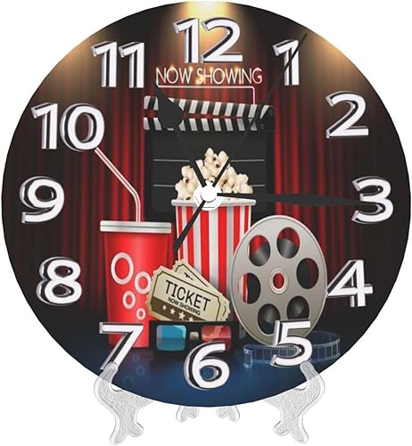 Miniatura 9 de Reloj de pared decorativo redondo de cine en casa retro con películas caseras, silencioso, sin tictac, decoración de reloj de pared electrónico es
