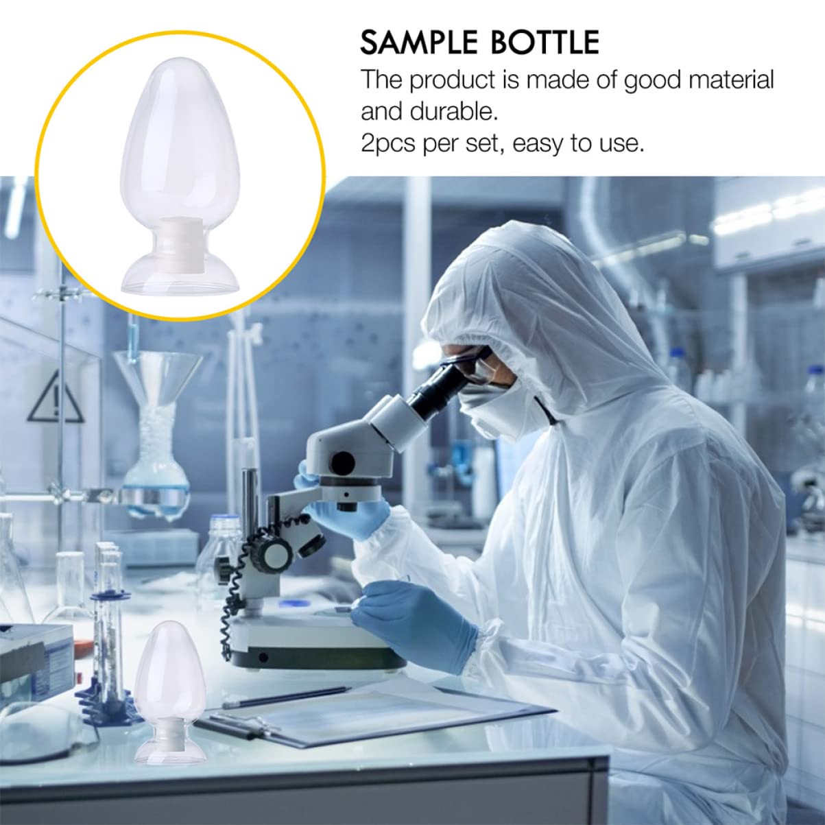 iplusmile Bottiglia da Laboratorio Conica in Vetro Tappo per Conservazione Campioni 3 Pezzi