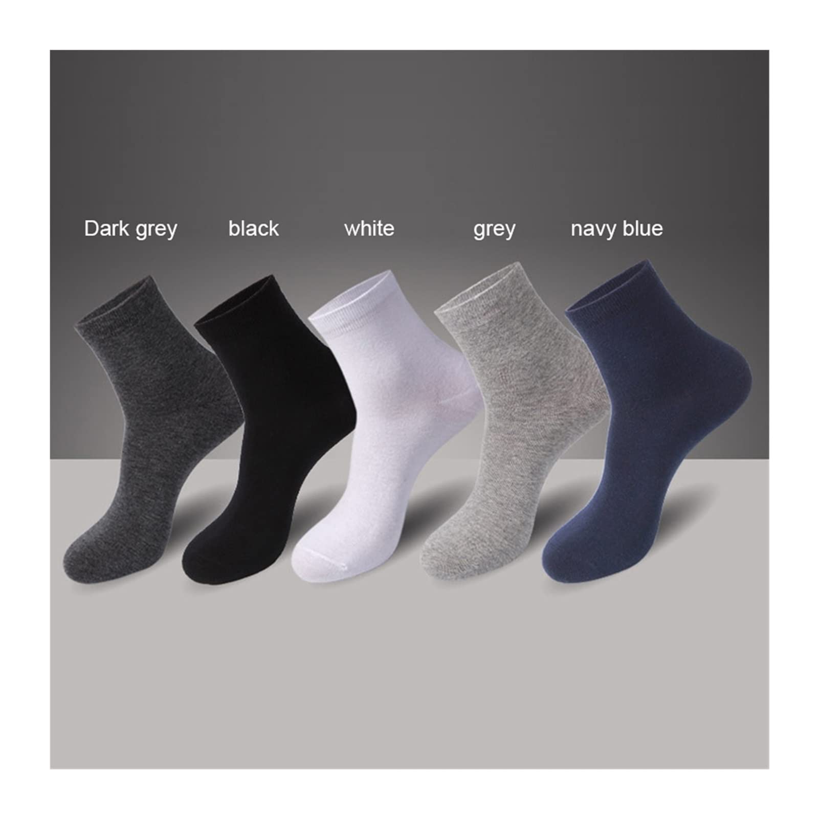 10 pares de calcetines de algodón de los hombres calcetines de negocios negros de otoño e invierno calcetines de regalo for hombres grandes tamaño 40-45 ( Color : 5 white 5 gray , tamaño : EUR 38-45 )