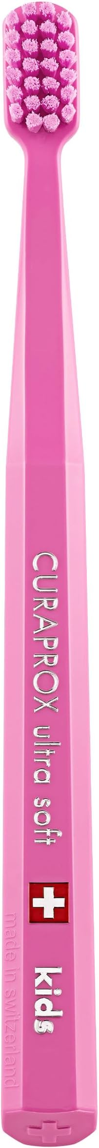 Curaprox CS Kids Toothbrushโ for Children Aged 4โ12 | Ultra-Soft Gentle Cleaning | 5,500 Curenยฎ filaments | Pink | Single Pack | Made in Switzerland