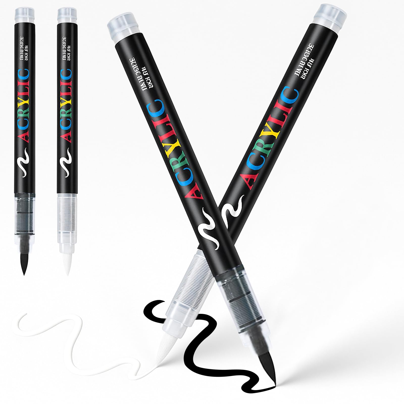 4 Piezas Pintura Textil, Lápices Textiles, No Tóxica Pintura Textil Permanente y Lavable, para Camisetas Jeans Sombreros Bolsas (Blancas, Negro)