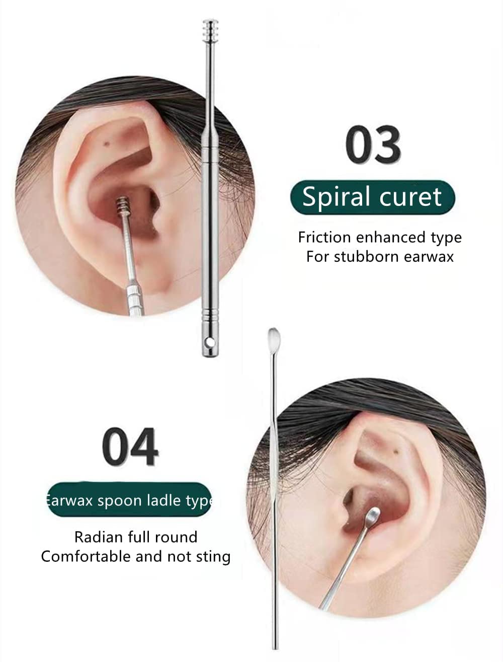 ZemGlam Ear Pick with a Storage Box Earwax Removal Kit Ear Cleansing Tool Set Stainless Steel Spiral Ear Curette Ear Wax Remover Tool with Cleaning Brush (6 Pcs Kit) 2