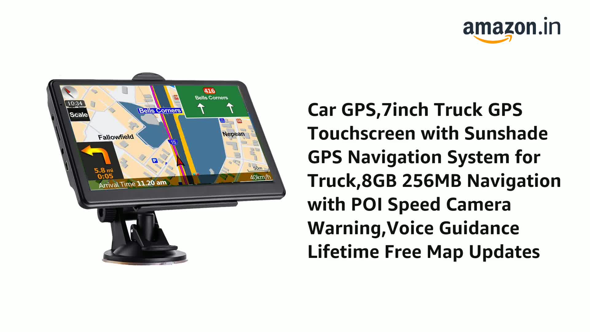 XGODY 7" Touchscreen GPS Navigator For Car & Truck - 8GB+256MB, Lifetime Maps, FM Transmitter