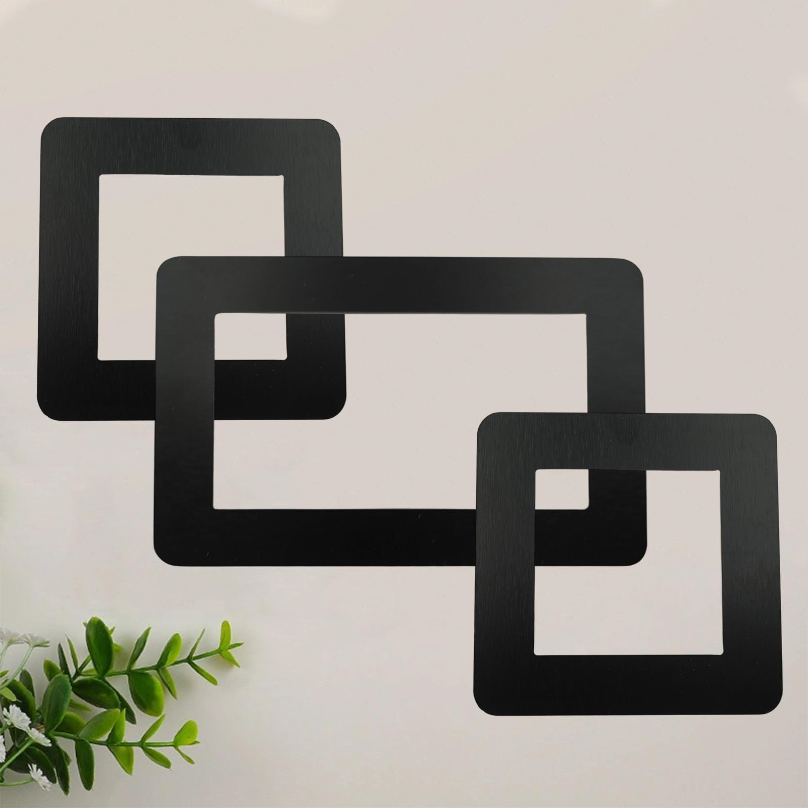 Dwuent Black Socket Surround, 1 Count 17.5Cm X 9Cm And 2 Count 8.6Cm X 8.6Cm Acrylic Finger Plate Panel，Self-Adhesive Surround Frame Cover For Light Switch And Wall Socket, Home And Office Wall