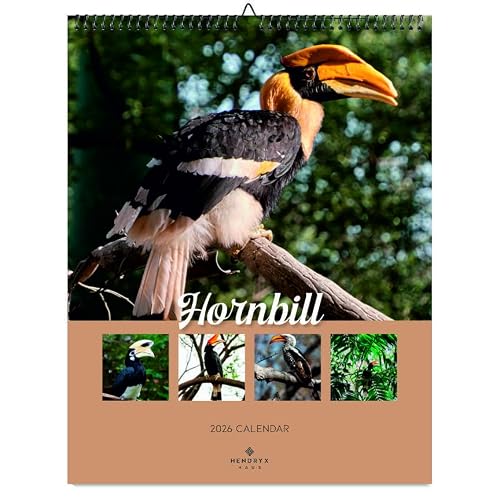 January 2027 - December 2027 Hornbill Wall Calendar 11x14.25 Monthly Wildlife Photography 12 Month Animal Calendar Stunning Nature Images Gift for Animal Lovers, Kids Adults