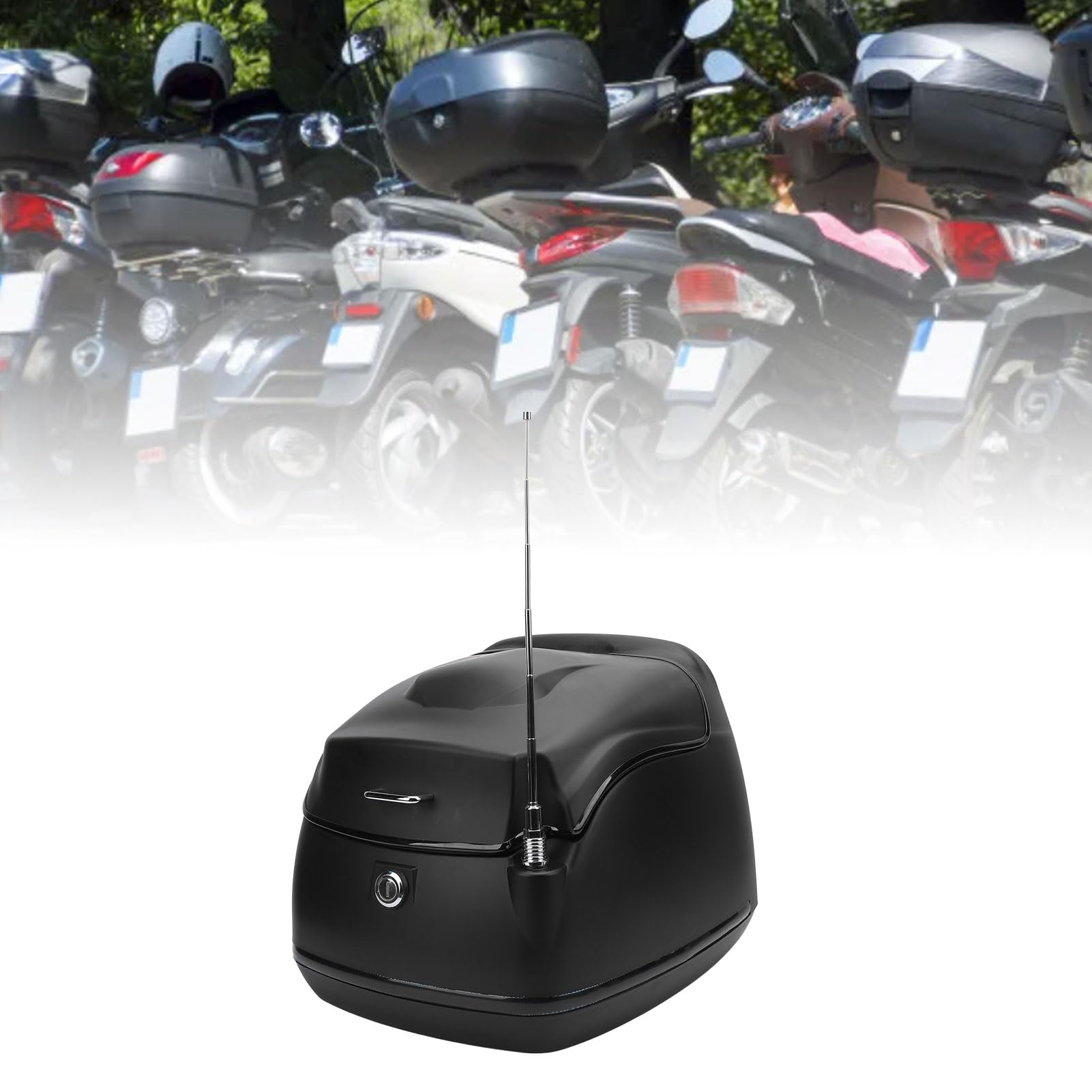 Luocute Baúl para Motocicleta de 38 L, Baúl Retro para Motocicleta con Cerradura con Llave, Baúl para Equipaje de Casco para Scooters, Motocicletas, Bicicletas Eléctricas, para