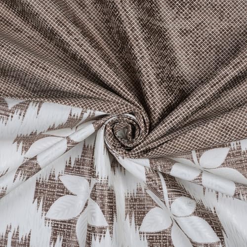 Image of Door Curtains 8 Feet Pack of 1, Floral, Coffee Brown