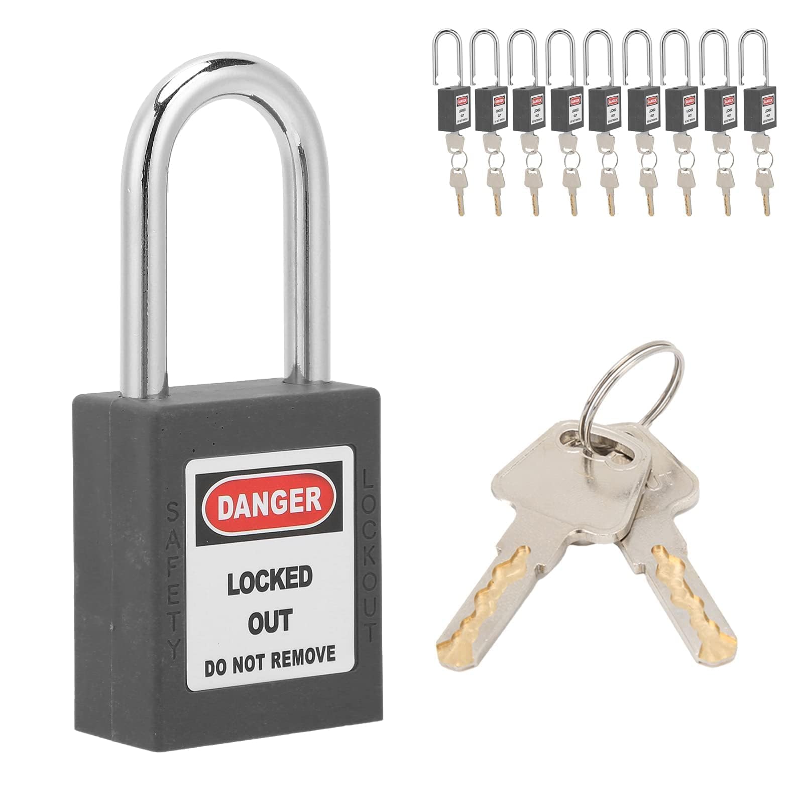 Candados De Bloqueo Y Etiquetado, 10 Candados De Seguridad, Candados Loto Con Llave Diferente, Candados Loto Para Estación De Kits De Bloqueo Y Etiquetado(Negro)