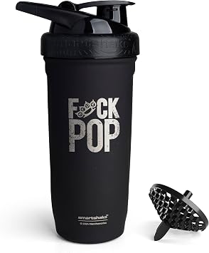 Smartshake Rockband Reforce Stainless Steel Protein Shaker Bottle - Non Insulated Gym Shaker Bottles - 900 ml | 30 oz - Leakproof Screw-on Lid - BPA Free | Five Finger Death Punch, F P Logo, Black