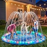 Dsquu LED Glowing Splash Pad Sprinkler for Kids & Dogs, 60' Non-Slip Outdoor Water Toys Toddler Sprinkler Pool Splash Pad/Play Mat,LED Light Boys Girls Yard Sprinkler Pool for Kids