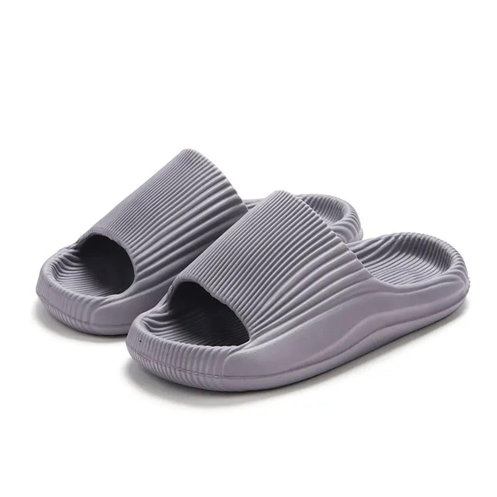 ERHTGUO Soft EVA Slippers For Women Flat Sole Women's Sandals Outdoor Casual Non-slip Beach Shoes Home Cozy(Grey,38-39)