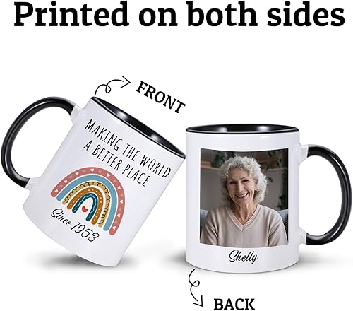 Miniatura 5 de Regalos de cumpleaños para mujeres y hombres, taza personalizada con nombre de imagen, regalos de cumpleaños para él y ella, taza de té de 11 onzas,