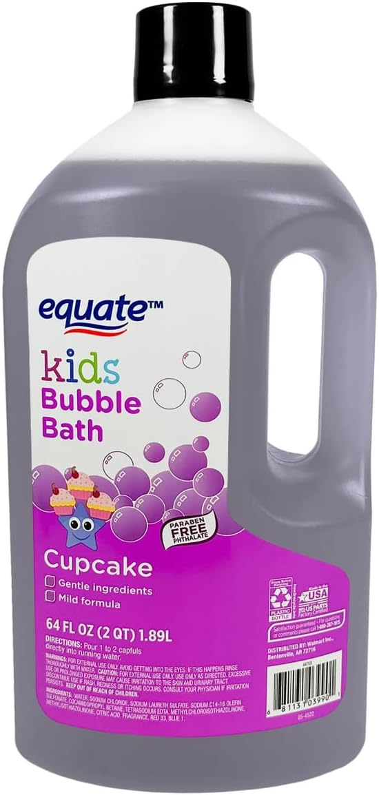 Equate Kids Bubble Bath, Cupcake Scent, Gentle Formula, 64 Fl Oz