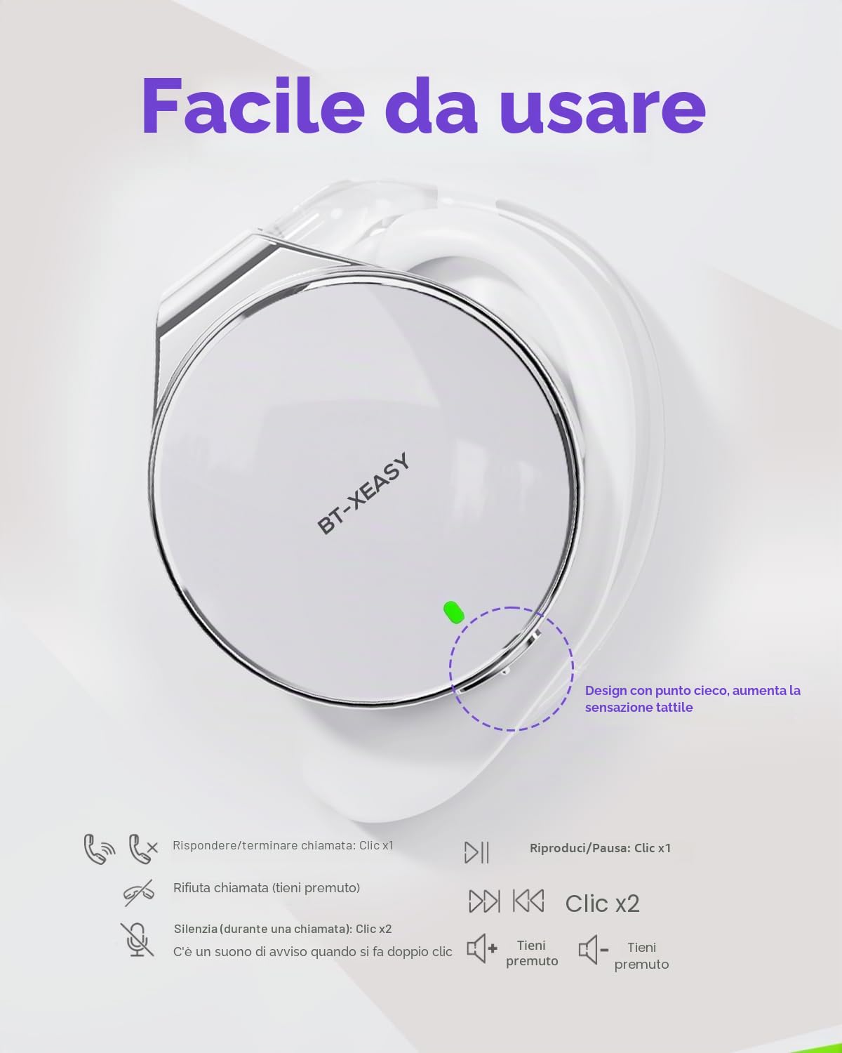 Micool Cuffie On Ear Bluetooth 5.4, Cuffie Open Ear Senza Fili con Cancellazione del Rumore, Cuffie Sport Clip On a Goccia d'Acqua con 4 Microfoni, Auricolari Comfort Fit con Ganci per le Orecchie