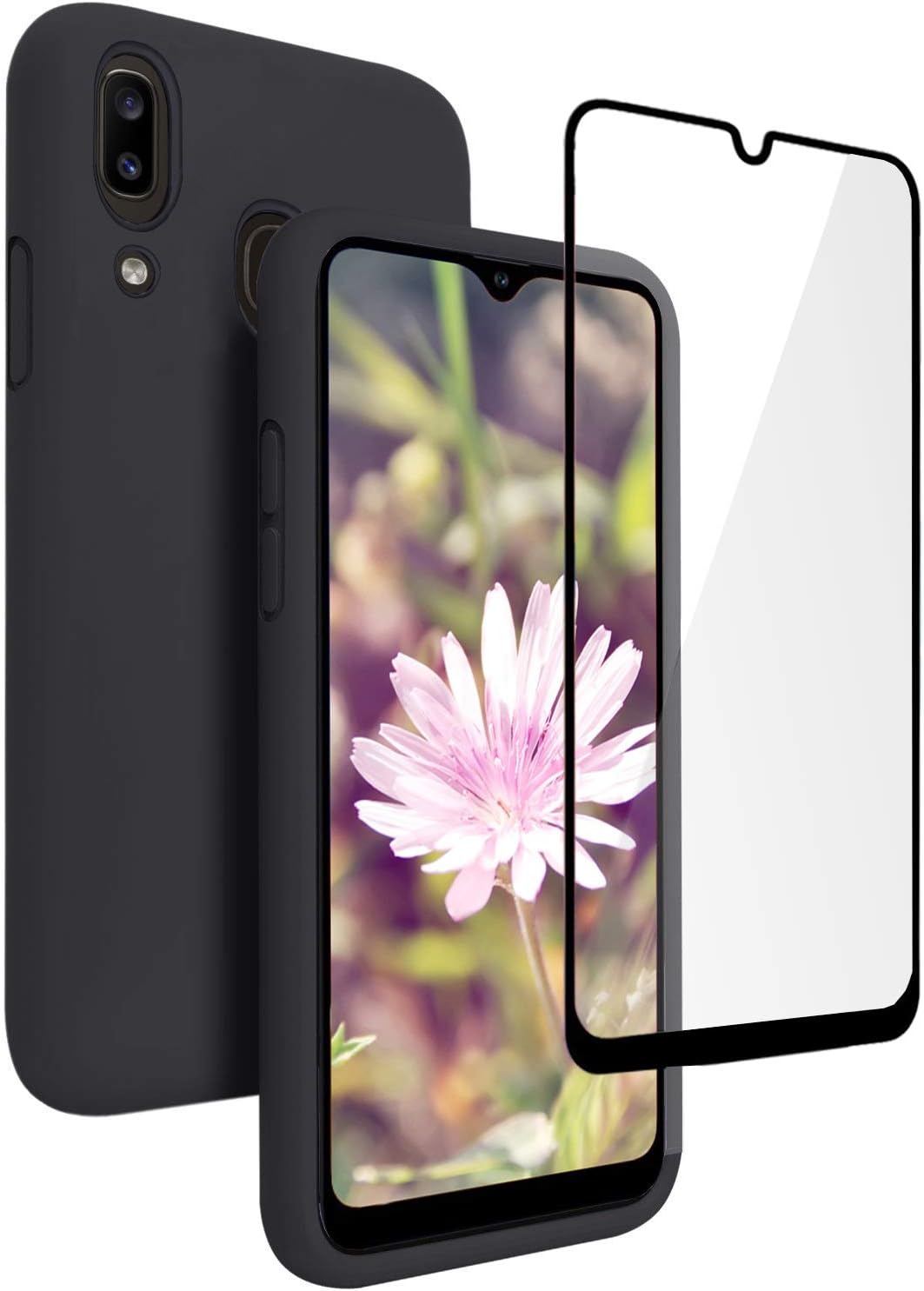 Vinve Samsung Galaxy A20 Case, Galaxy A30 Case, Liquid Silicone Slim Gel Rubber Full Body Protection Shockproof Cover Drop Protection Case for Galaxy A20 (Black.)