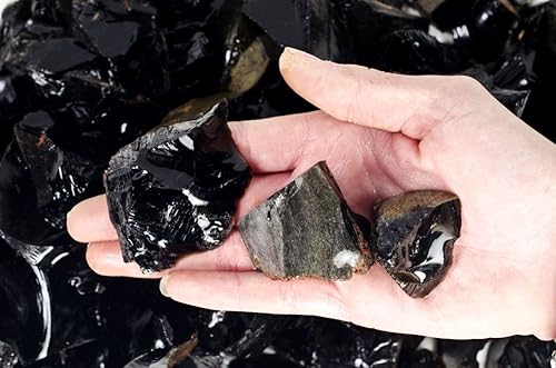 Miniatura 4 de Fantasia Materiales 1 libra de piedras en bruto de obsidiana negra de México - Vidrio de volcán natural crudo