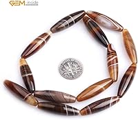 Vista 31 de GEM-Inside - Cuentas ovaladas de ágata de ónix de Botsuana marrón natural, de 0.315 x 0.472 in, para hacer joyas, suministros de manualidades hechos