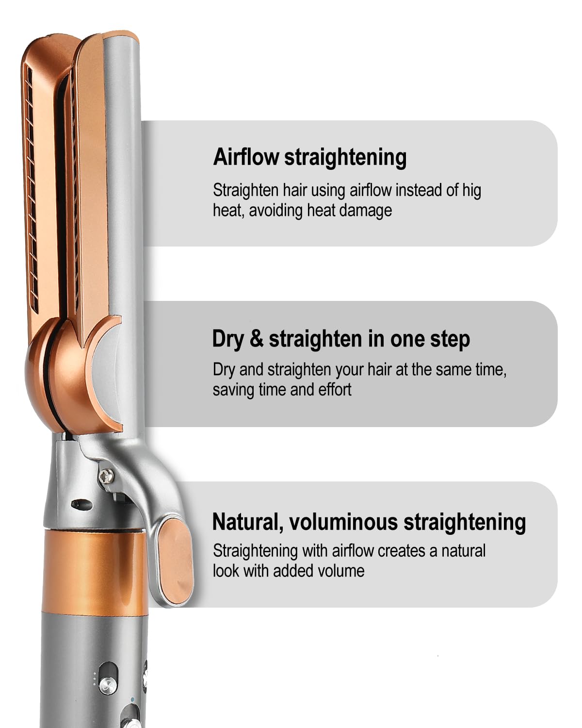 Airflow attachment compatible with Dyson Airwrap Multi-Styler, No heat damage for Natural Straight Styling, fits HS01 HS05 i.d. Copper