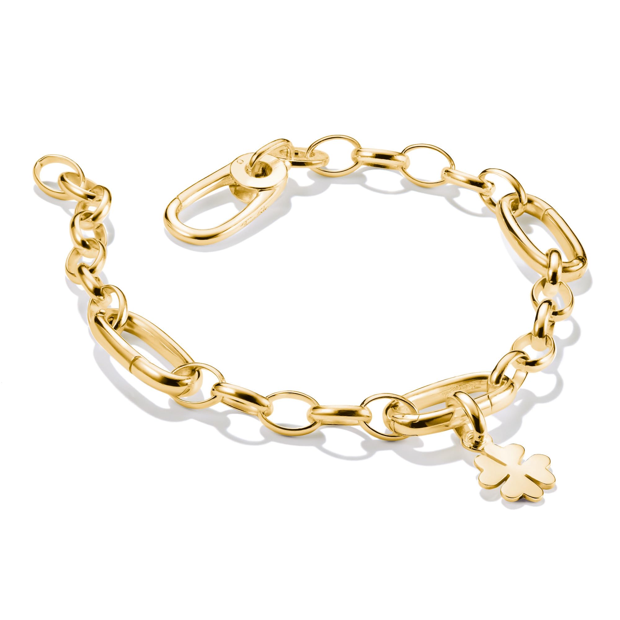 THOMAS SABO Charm-Armband mit drei Connect Links vergoldet Recyceltes 925 Silber, 18k Vergoldung