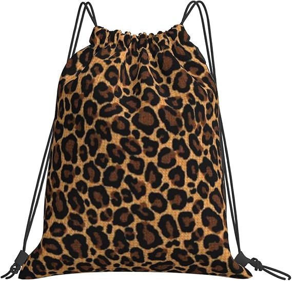 Leopard Skin Simple Drawstring Backpack Bags Cinch String Bags Amazon