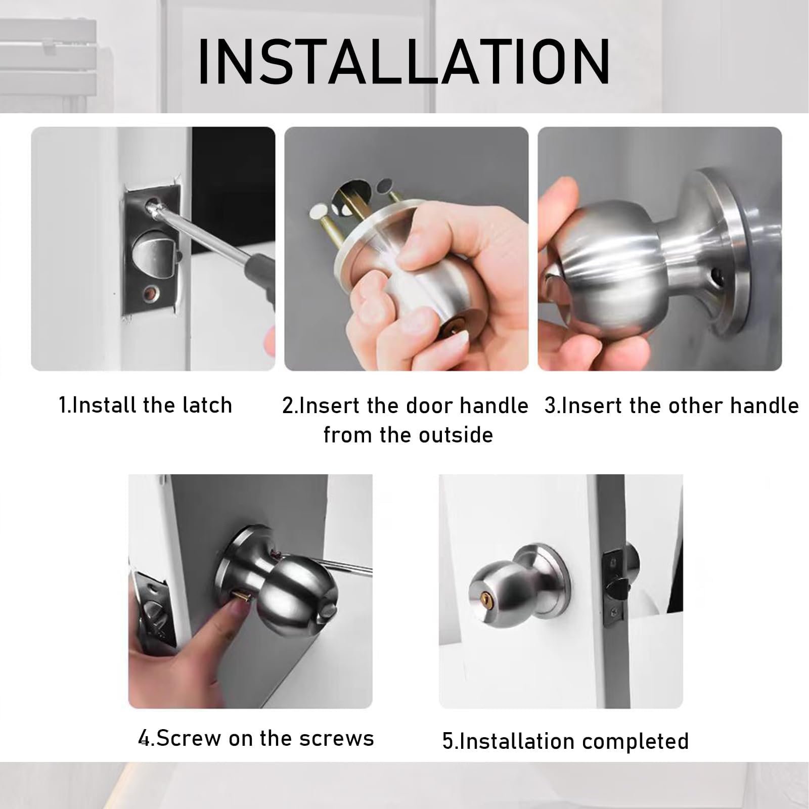 Gold Door Knobs with Lock - 2 Pack -6