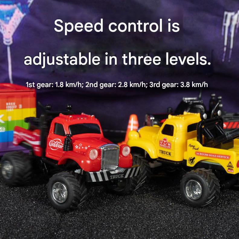 Image of Mini Die-Cast RC Car 1:64 Scale | High-Speed Desktop Remote Control Car with LED Headlights | 2.4GHz Mini Controller, 15m Range, Type-C Charging | Toy Car Model for Kids & Adults (HG4-230)