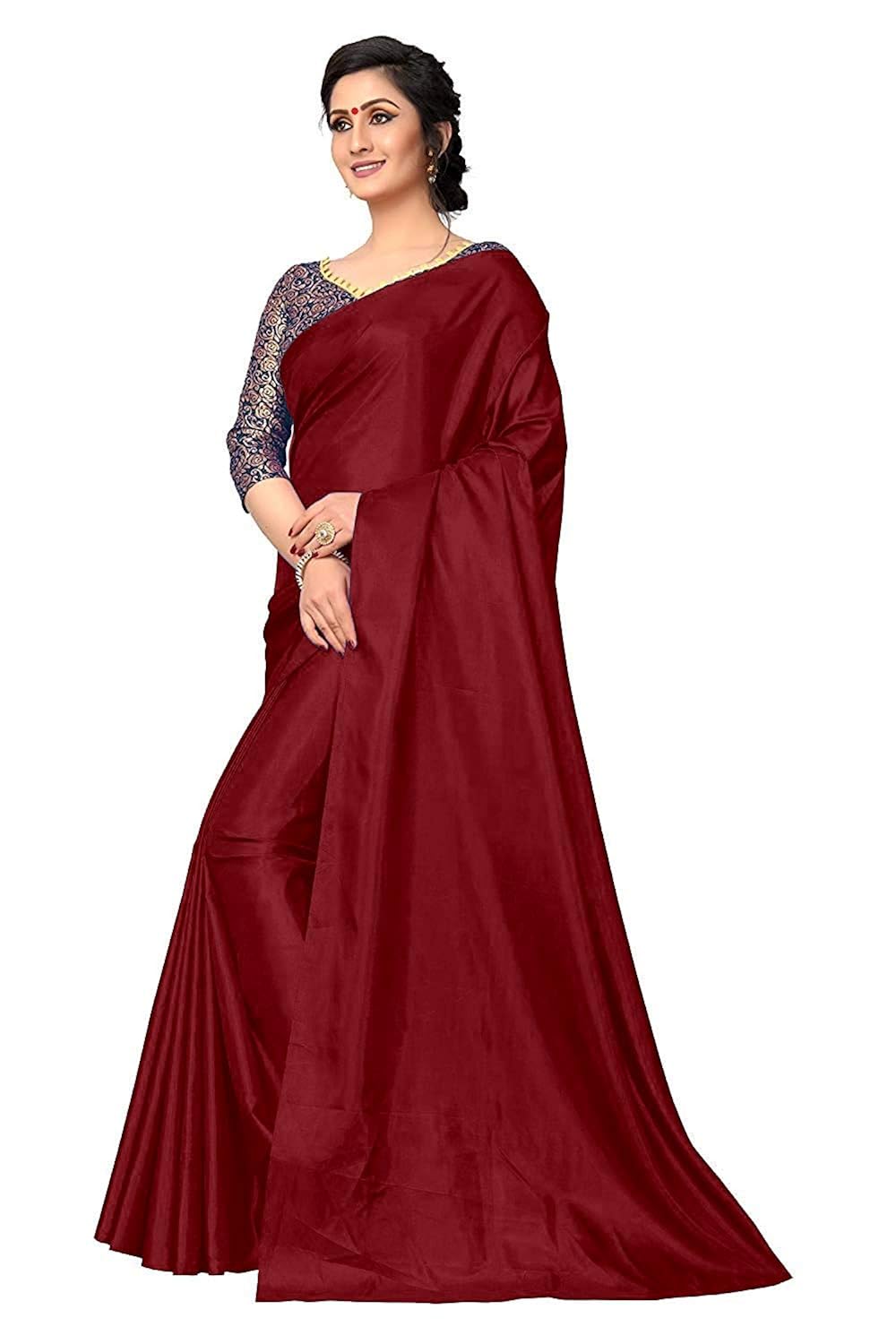 Plain maroon chiffon saree Clearance