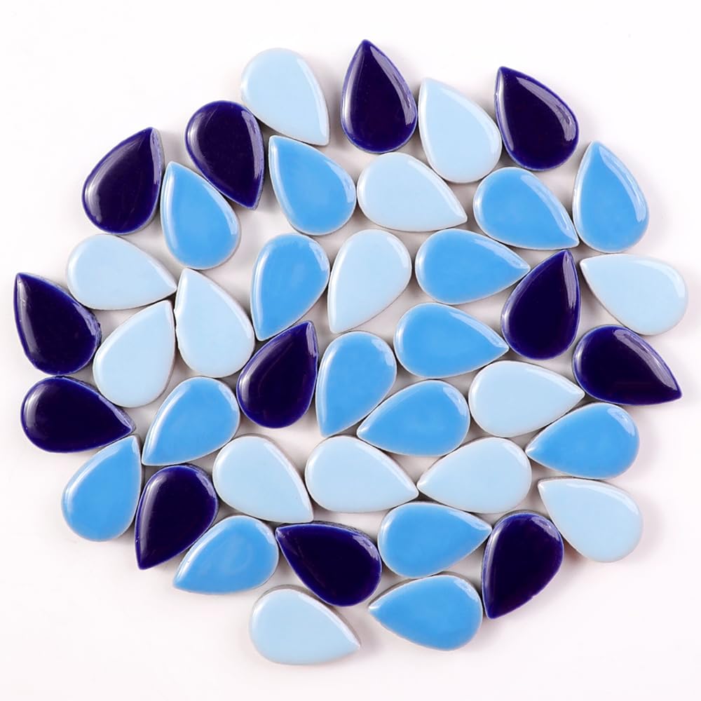 デリックローズMosaic BlueFluorescent 04/15 pop1 Blujellyfish Blue Glass Mosaic Tiles French Pattern Square