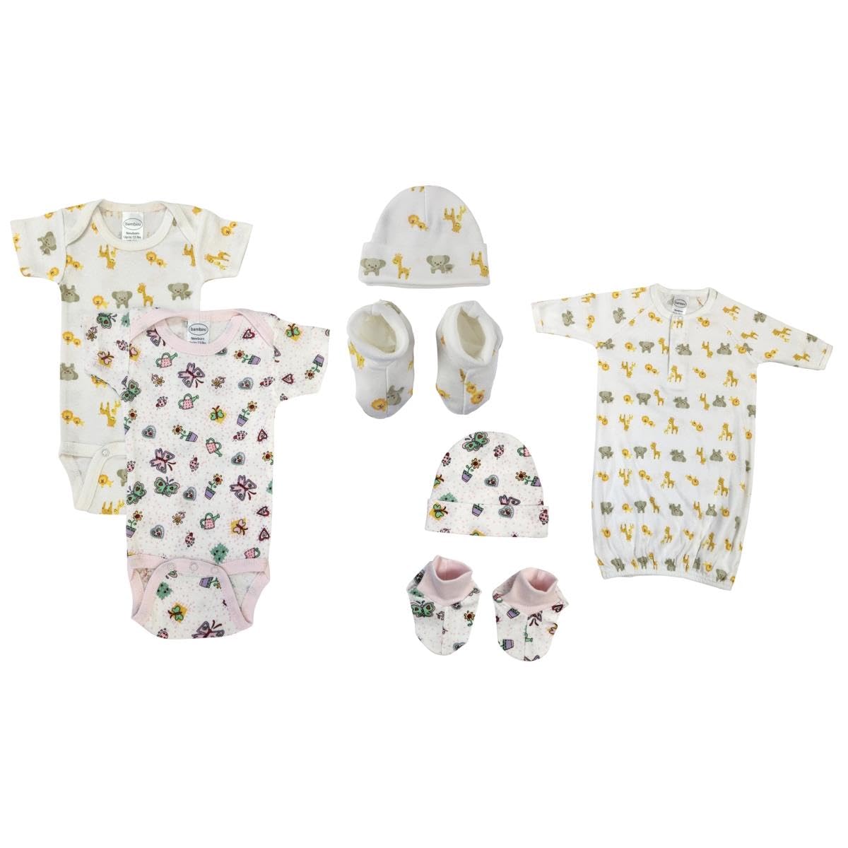 Bambini NC-0630 Newborn Baby Girl 7 Piece Layette Sets White & Pink