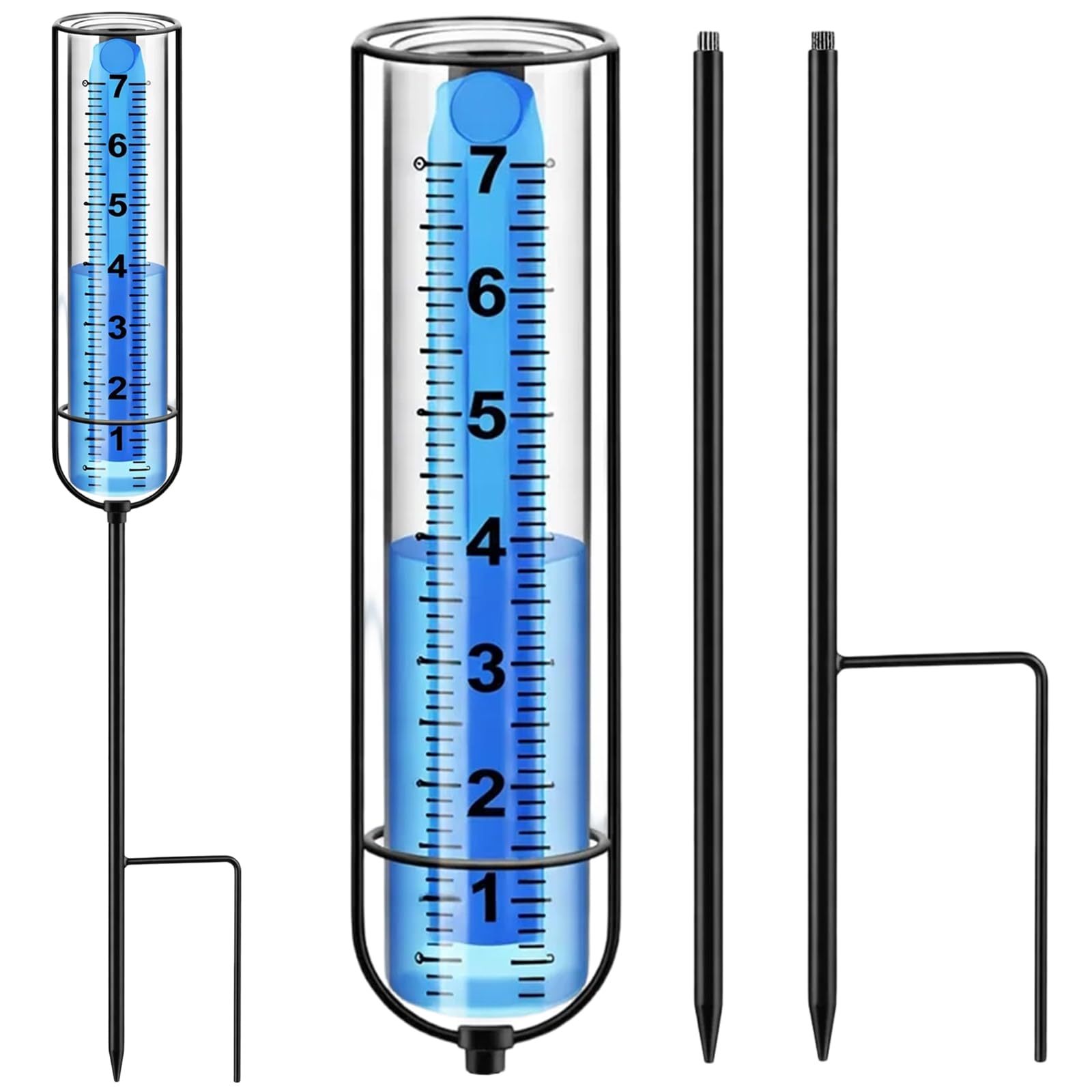 Yupaluz Adjustable Height Rain Gauge Outdoor,Plastic Rain Gauge For The Garden With Enlarged Scale Stake,Freeze Proof Rain Guage Water Gauge,For Lawn, Deck, Farm, Yard