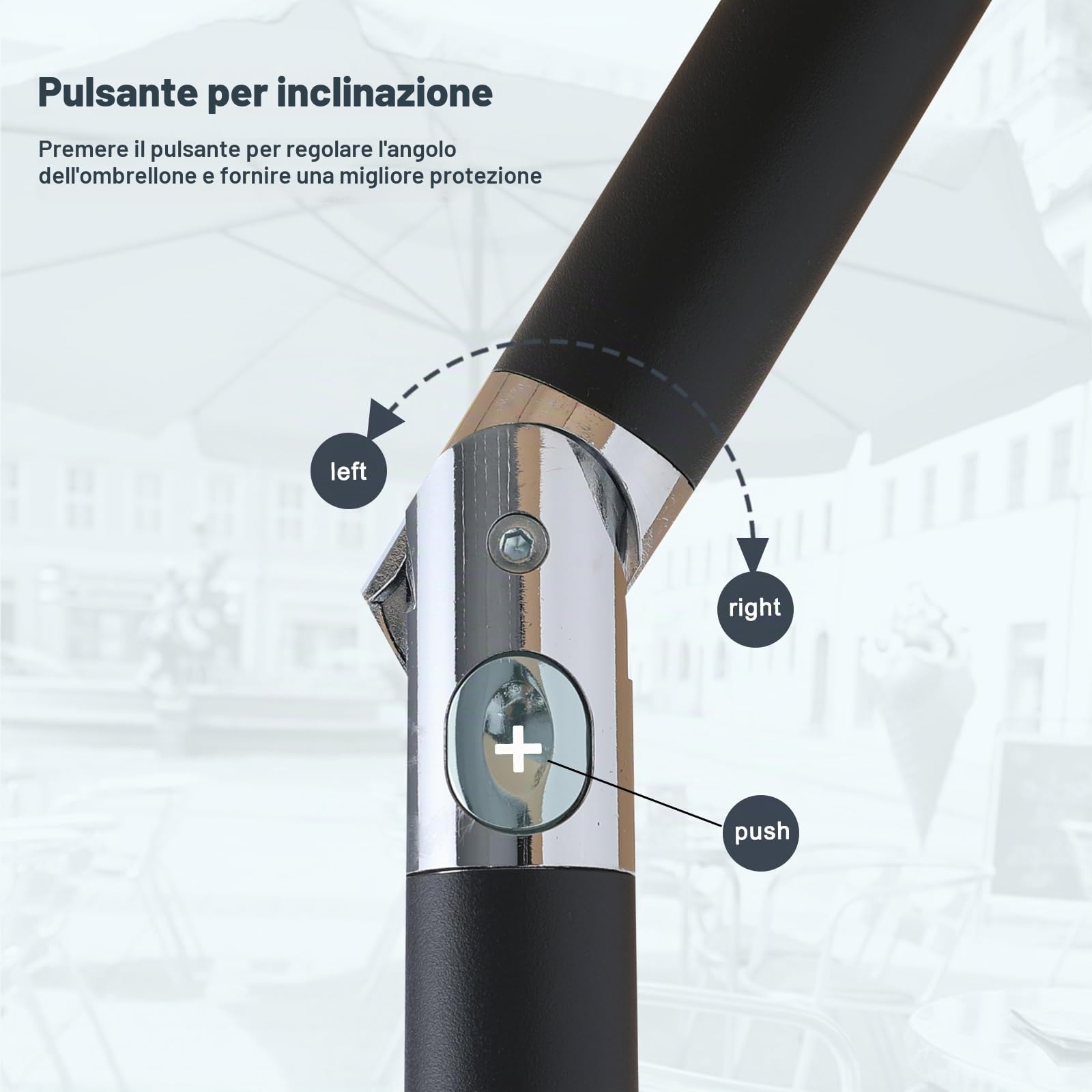 MasterCanopy Mantovana ombrellone per tavolo da esterno – 8 stecche (2,7 m, grigio chiaro) | Inclinazione regolabile, protezione solare UPF50+, per patio, giardino, terrazza, mercato