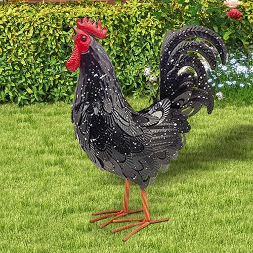 Statue de jardin en fer en forme de poulet pour déco de ferme - 8