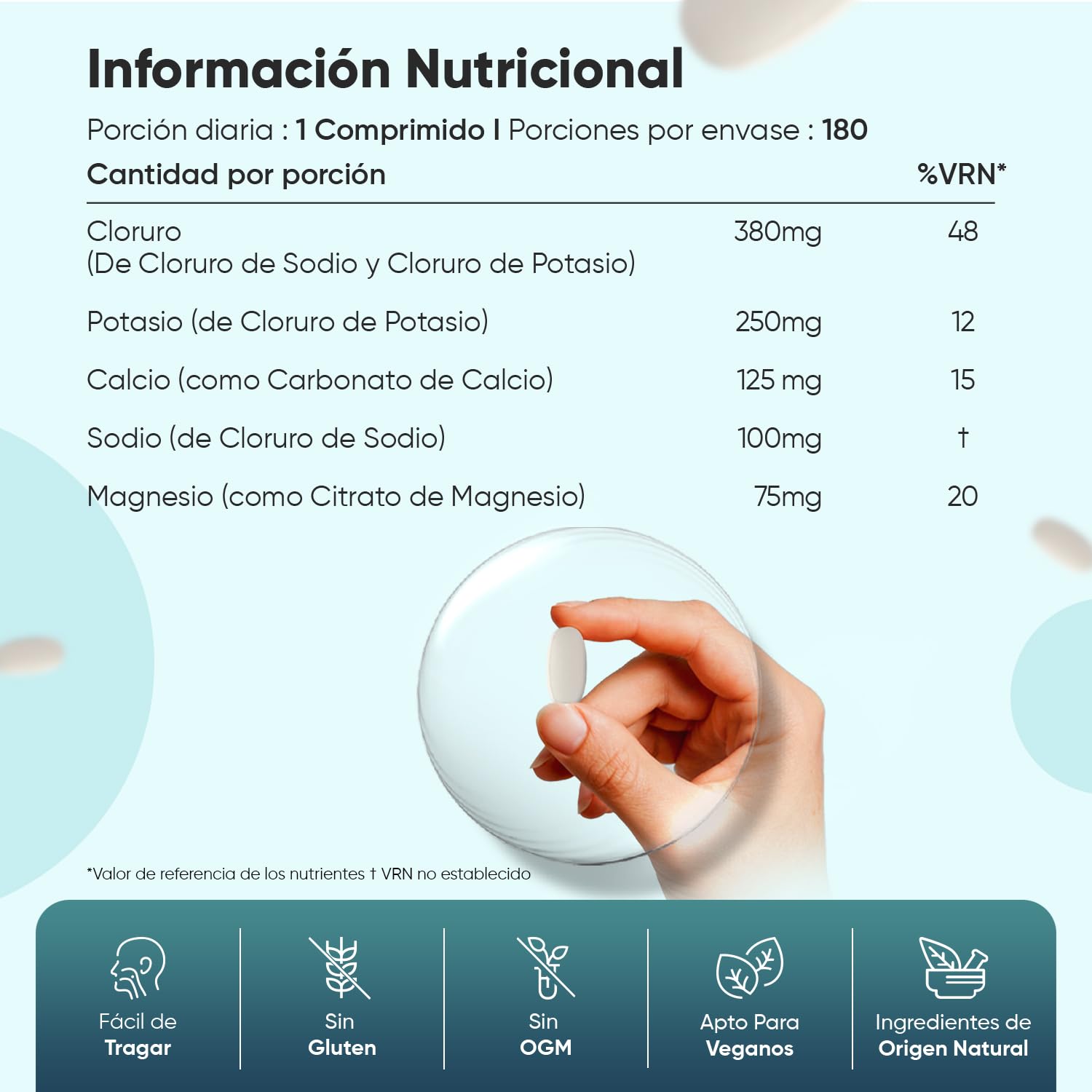 Electrolitos Keto Sin Azúcar 930mg - 180 Comprimidos Veganos - Magnesio, Potasio, Sodio, Calcio y Cloruro que Aportan Sales Minerales para Deporte para 6 Meses, Sin OGM ni Gluten