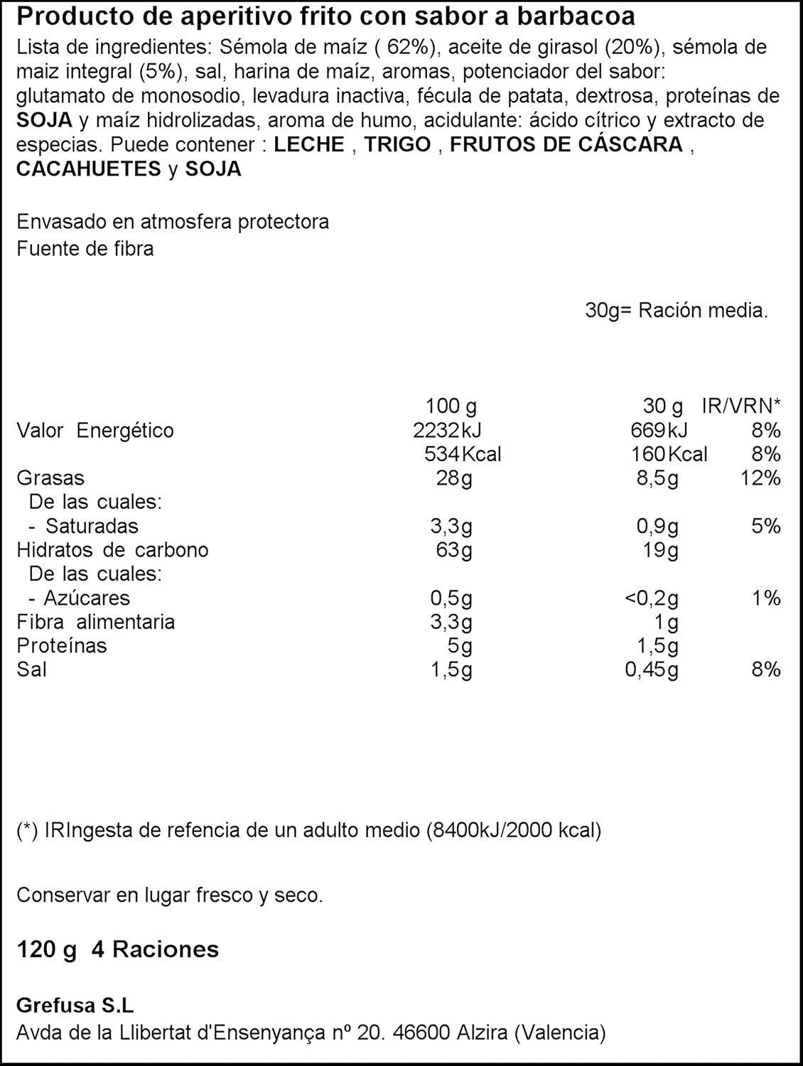 Grefusa - Snack Gublins sabor barbacoa, caja de 25 unidades de 135g