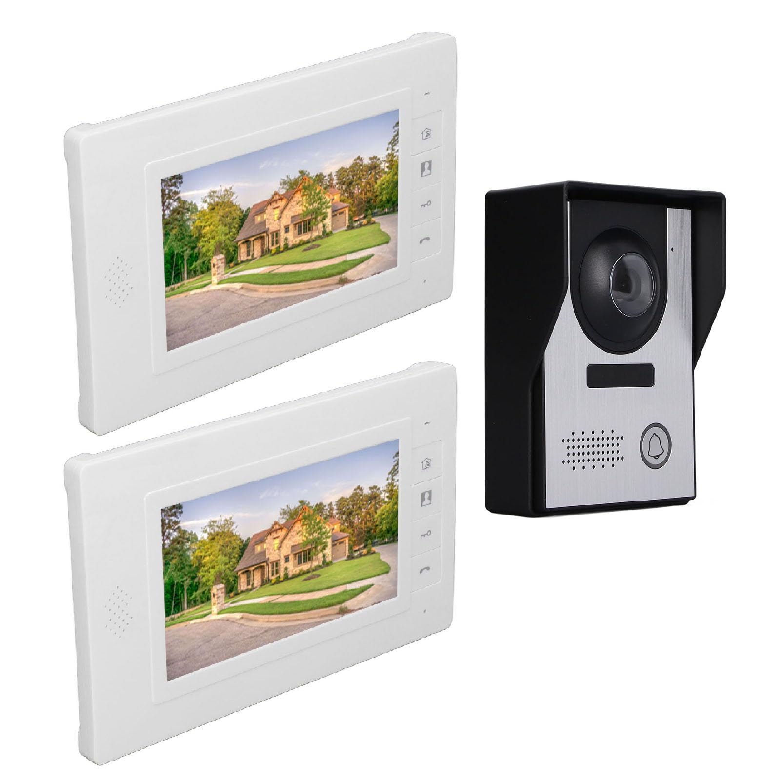 Sistema de Videoportero, 2 uds. Sistema de Timbre con Monitor de 7 Pulgadas para Visión Nocturna de Villa House Office (Enchufe europeo)