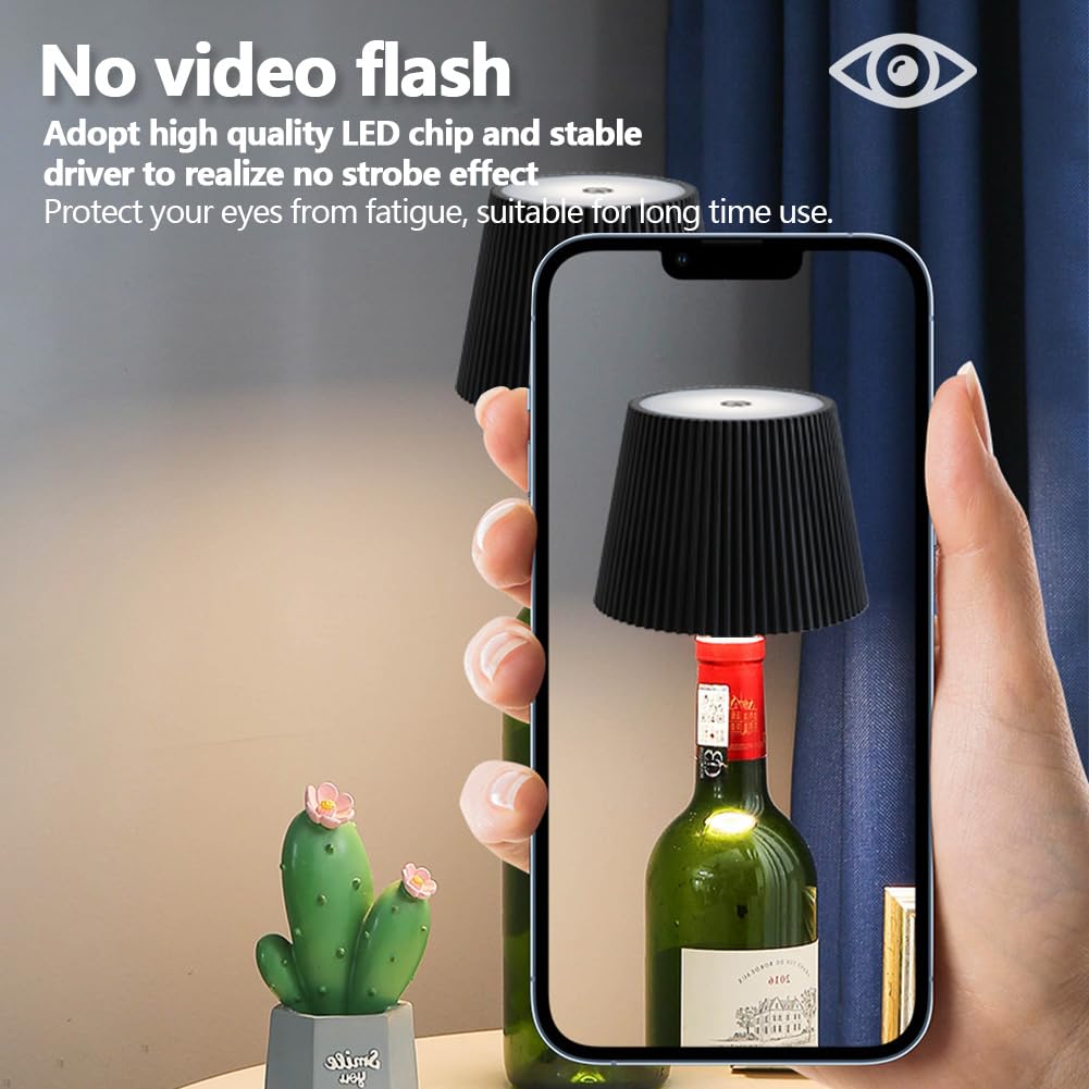 Wireless Bottle Lamp, 3 Colors Dimmable Wine Bottle Light Wireless